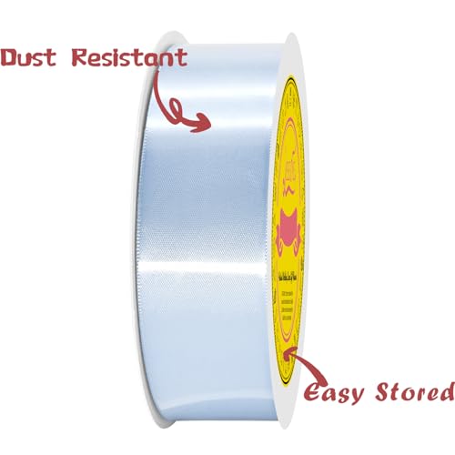 Image of Double Face Blue Bell Satin Ribbon 1-1 /2 Inch x 50 Yards Polyester Ribbon for Gift Wrapping Easter Weddings Party Decorations Hair Bows Invitations