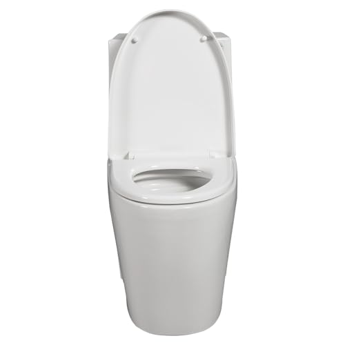 Inodoro de una pieza alargado, altura cómoda ADA, montado en piso, doble descarga 1,1/1,6 GPF, certificado WaterSense, con asiento de cierre suave, descarga por sifón MaP 1000 g, cerámica blanca miniatura 2