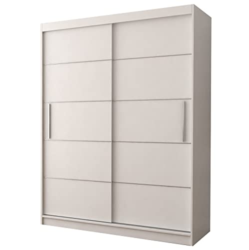 Preisvergleich Produktbild Fabryka Mebli Idczak Kleiderschrank Vista 06 Schwebetürenschrank Schlafzimmerschrank Wohnzimmerschrank Schiebetürenschrank - Schrank Garderobe Modern Design (Weiß / Weiß)