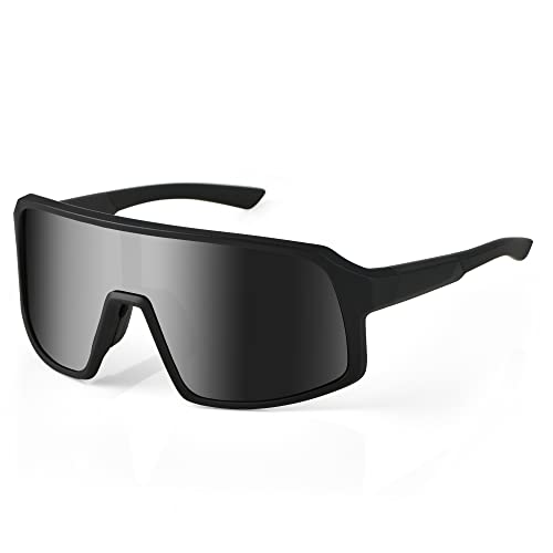 AVDLAB Polarized Sports Sunglasses, UV400 Protection Cycling Glasses for Women & Men, Baseball/Fishing/Running/Golf AB2203 (Black/Grey Lens)