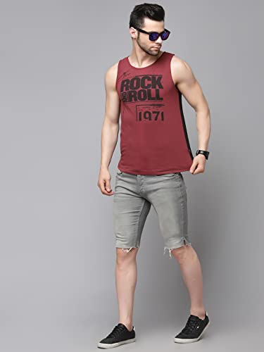 Image of Rigo Stylish Cotton Printed Vest for Men | Round Neck,Regular Fit, Sleeveless T-Shirt Vest for Men | Casual Innerwear Sando for Men & Boys - Perfect for Workouts Gym, Vacations, and Beaches