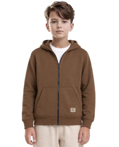Image of Alan Jones Clothing Boys Hooded Sweatshirt | Full Zip Closure | Full Sleeves | Kangaroo Pocket | Regular Fit | Winter Jacket for Boys | Age 5-16 Years
