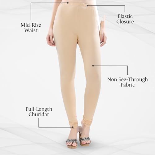 Image of TRASA Ultra Soft Cotton 4 Way Stretchable Churidar Solid Regular and Plus 20 Colours Leggings for Womens and Girls -Sizes :-M, L, XL, 2XL, 3XL, 4XL, 5XL, 6XL