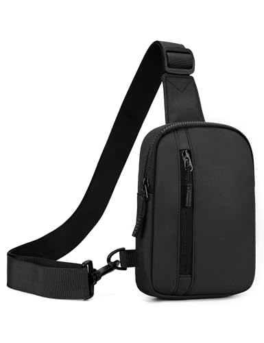 Image of Peicees Mens Mini Sling Bag Chest Bag Shoulder Bag Women Crossbody Bag Phone Holder with Reversible Strap and Dual Pocket