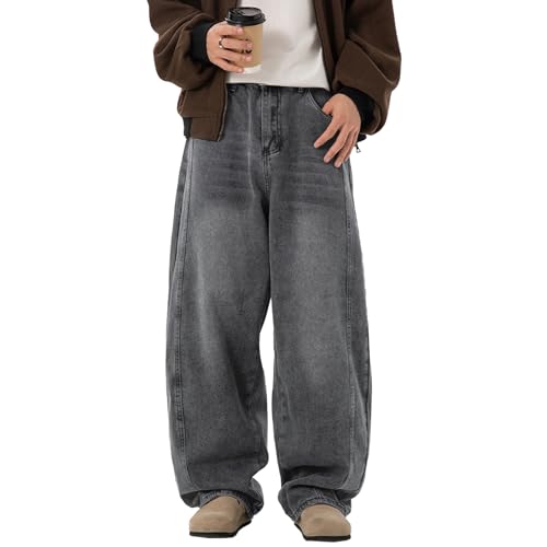Mens Baggy Jeans Y2k Wide Leg Loose Fit Jeans Streetwear Denim Washed Hip Hop Pants
