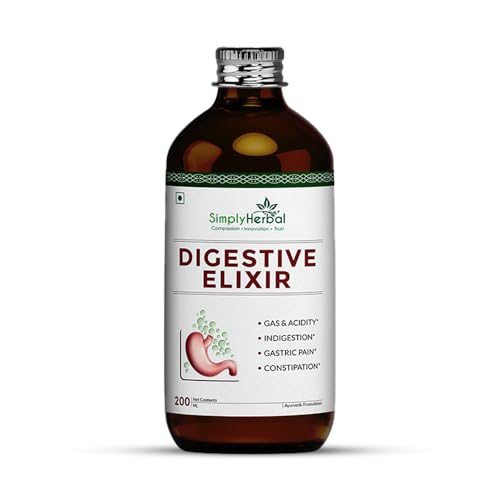 Simply Herbal Ayurvedic Digestive Elixir Syrup Tonic Enriched With 37 Digestion Enzymes Supplement for Gas & Acidity, Constipation, Bloating, and Improve Immune System - Pack of 1 (200ml Each)