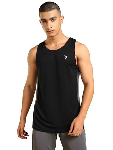 Image of TECHNOSPORT Men's Solid Slim Fit Scoop Neck Sports Innerwear Vest with TECHNOCOOL+ Quick Dry Anti Odour Anti Microbial 2 Way Stretch Soft & Smooth Activewear