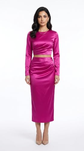 Image of Silk Satin Fabric for Tops, Frocks, Gowns, Blouses, Patiyala, Palazzo