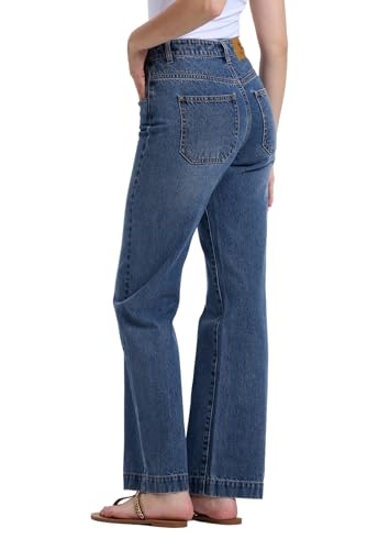 Women's Jeans High Waisted Straight Leg(Size L) Indigo4