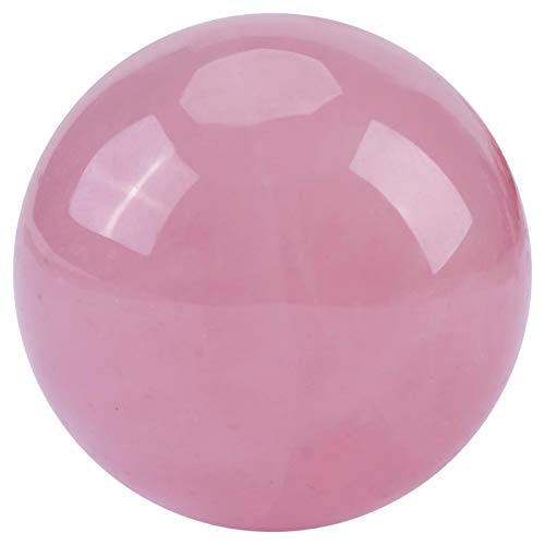 Pedra de cristal rosa natural, 1 peça bola de cura de cristal de esfera de pedra de quartzo rosa rosa natural