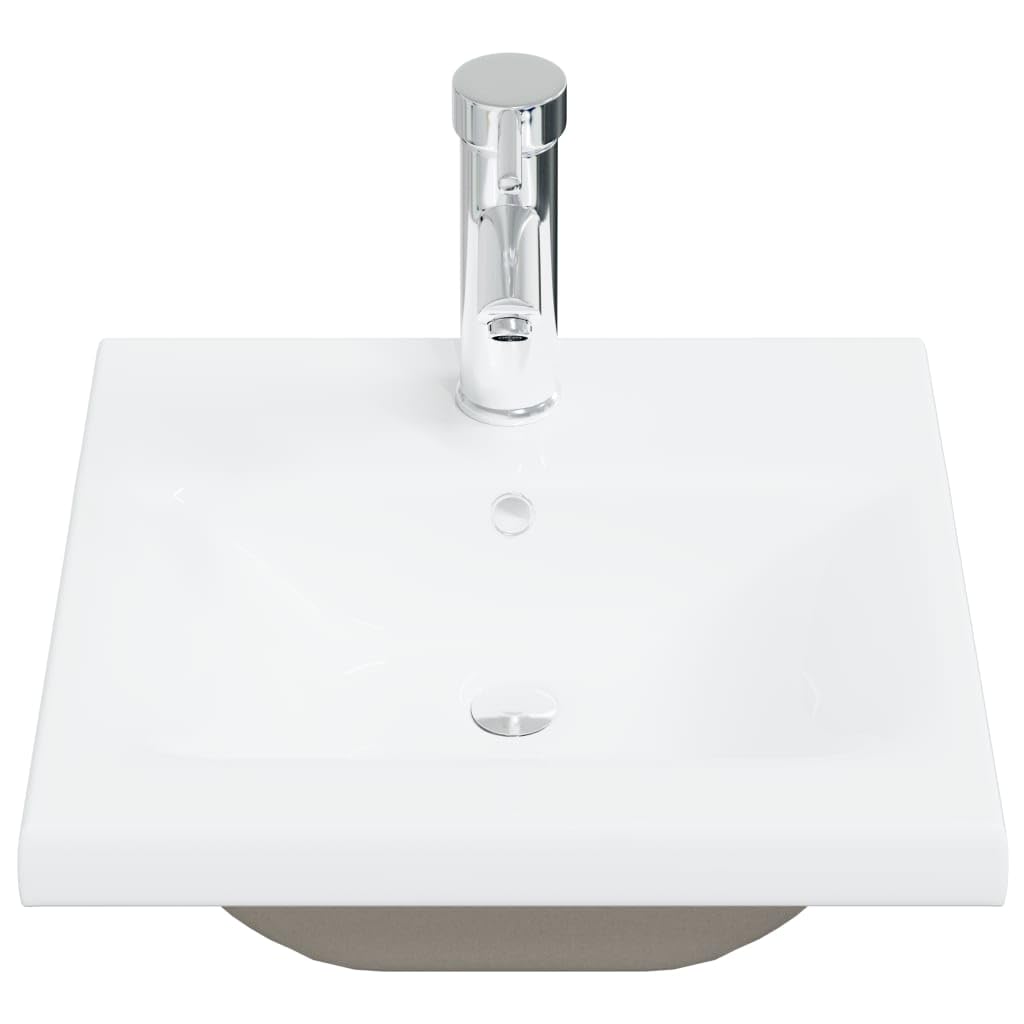 Lavabo de baño empotrado con grifo 42 cm cerámica blanca 02_0002795