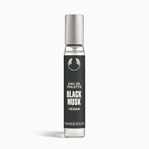 The Body Shop Black Musk Eau de Toilette Travel Size (1x 9.5ml), Warm Spicy Musk Perfume, Deep Long-Lasting Scent for Men & Women, Vegan Mini Fragrance with Sensual Notes