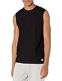 Russell Athletic Men's Soft 100% Cotton Midweight Sleeveless Muscle T-Shirt, Black, Large
