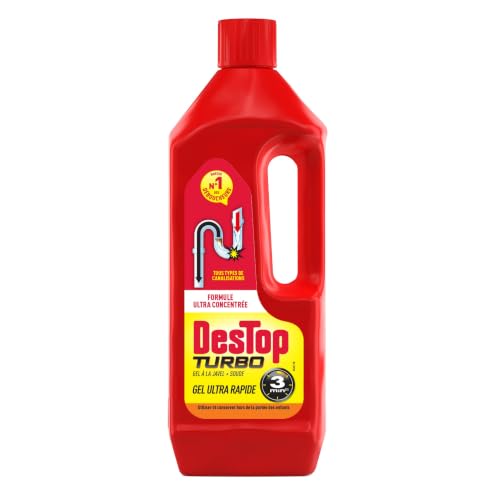 Destop Turbo - Gel déboucheur canalisations efficace en 3 minutes - 1L