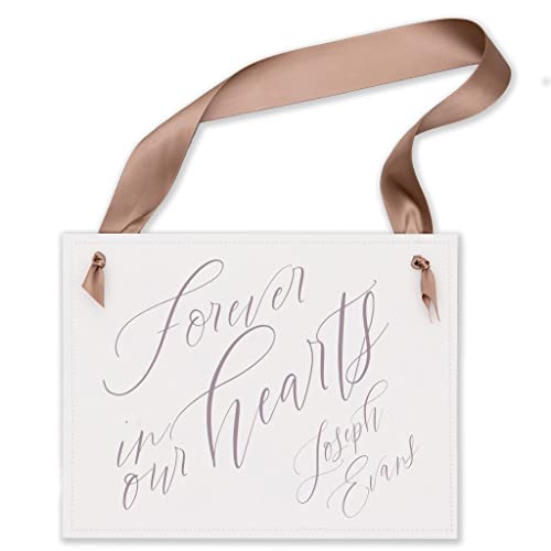 Ritzy Rose Personalized Reserved Memorial Sign for Weddings or Events to Honor Loved Ones Lost - 11x8.5 in Banner Tailored with Your Preferred Paper, Ribbon and Font Color