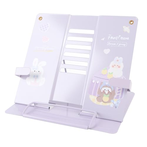 Small Metal Desk Book Stand, Adjustable Book Holder, Cute Book Stand for Reading, with Exquisite Pattern Design, Stable and Portable for Recipes, Textbooks, Tablet, Music Books