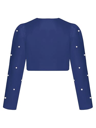 JEYPINMI Flower Girl Satin Pearls Bolero Shrug Long Sleeve Cardigan Cropped Coat Jacket Kids Dress Cover Up2