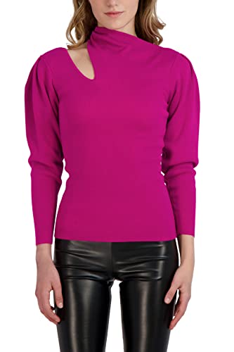 Image of BCBGeneration Womens Fitted Long Sleeve Sweater Asymmetrical Neck Cutout Top