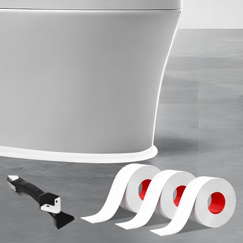 YUKOVEP 3 cintas selladoras autoadhesivas, cinta adhesiva impermeable, junta de bañera para pared, para cocina, aseo, esquinas (blanco 4 cm x 3,2 m)