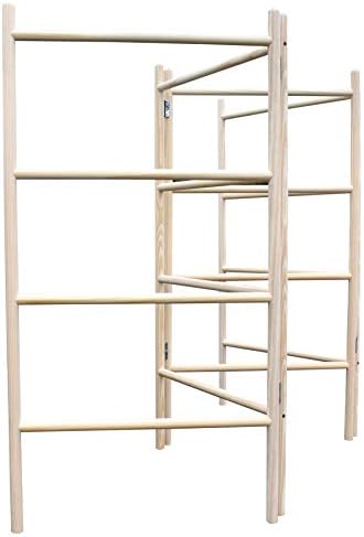 4-Panel Wooden Clothes Horse Airer - Quality, Folding Laundry Dryer