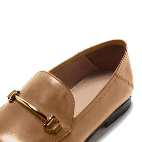 Image of Women's Cow Leather Slip On Loafers Metal Decoration Flat Mules