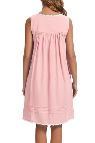 Image of AVIIER 100% Cotton Nightgowns for Women Sleeveless Night Gown with Pockets