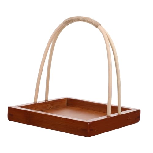 Cabilock Wood Sushi Serving Plate with Handle Portable Pastry Tray for Sushi Snacks Desserts Reusable Easy to Clean Food Platter for Family Gatherings Japanese Cuisine