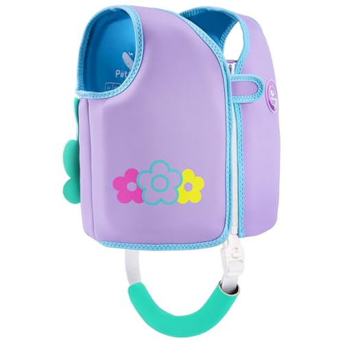 Pottwal Swim Vest for Kids - Swim Jacket for 1-2 Years (24-33LBS) - Buoyancy Aid Made of Neoprene & EPE - with Adjustable Crotch Strap Purple Small