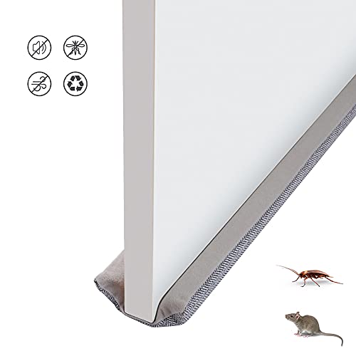 Twin Door Draft Stopper, Under Door Draft Stopper, 42 Inch Length Adjustable Window Door Breeze Blocker, Weather Stripping Noise Blocker Guard, Reducing Cool Air Preventing Roach Mouse (Gray)