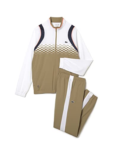 Lacoste Sport - Herren Sportanzug, Weiß/Beige/Weiß/Blau/Orange/Orange, M