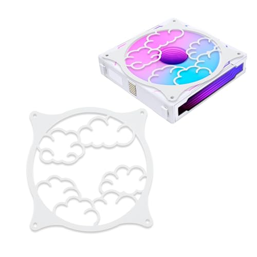 SplashNColor Cute Cloud Fan Grill Compatible with Lian Li and Other 120mm Fan Coolers, Quiet PC Case RGB Mesh Guard, Desktop Gaming Accessories Setup Cover Aesthetic Airflow