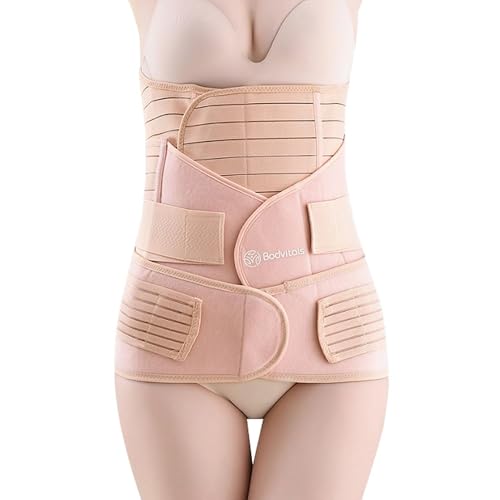 BODVITALS 3 in 1 Postpartum Belt After Delivery Support Recovery | Body Shaper Belt for Women for After Birth Postnatal C-section | Waist Pelvis Shapewear Wrap Postpartum Girdle (Beige, M)