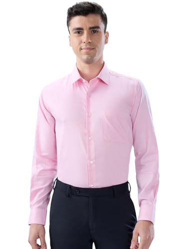 Image of Park Avenue Men Modern Slim Fit Solid Pattern Cotton Polyester Blend Semicutaway Collar Full Sleeve Formal Shirt
