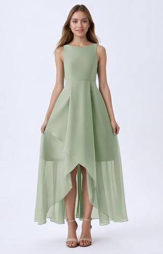 Junior Bridesmaid Dresses for Teen Girls Chiffon Flower Girl Dress for Wedding High Low Pageant Dress4