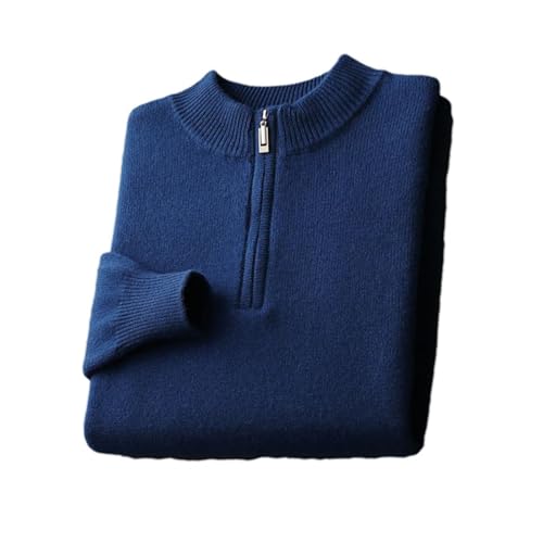 Men's Solid Wool Mock Neck Zipper Sweater Thickened Pullover Warm Casual Slim Sweater Base Layer Top