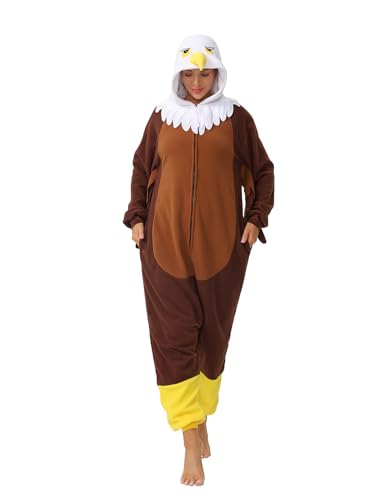 KZLFSHI Adult Onesie Pajamas Cosplay Halloween Costume Animals Sleepwear Jumpsuit Costume for Women Men (US Alpha Small Regular Regular dark brown)