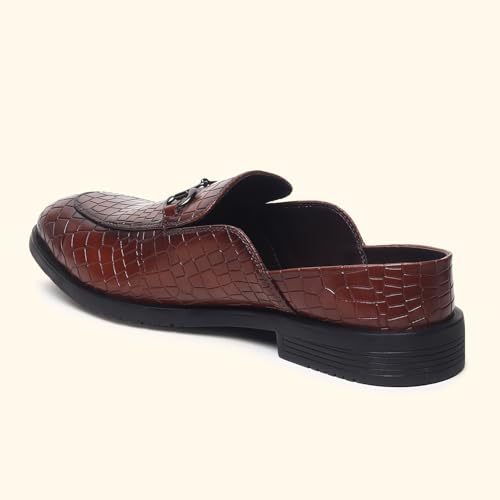 Image of YOHO Lofos Mules for Men | Open Back Cut Comfortable Loafers | Stylish, Flexible Slip-On Formal Shoes with Footpharma Footbed