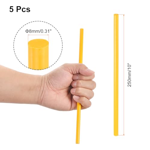 Image of uxcell 5 Pcs Yellow Plastic Rods 8 x 250mm ABS Styrene Round Stick Round Solid Bar DIY Model for DIY Toys Building Making Architectural Model Making