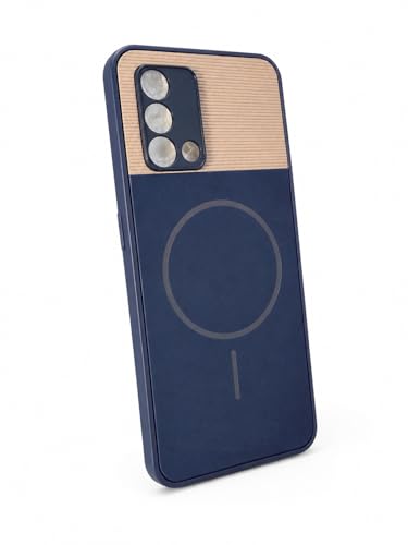 Image of Bintage Mac Safe Design Hard Slim Back Case | Soft Border Camera Protect | Dual PU Leather Finish Back Cover Compatible for Oppo F19 / Oppo F19s 4G - Royal Blue