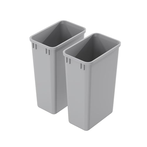 Image of Dowell 50Qt Waste Trash Container, 13Gal, Plastic, Stackable, for Kitchen /Bathroom /Office, H 22-3 /8INCH (Grey 4000 50 04-2 Pack)