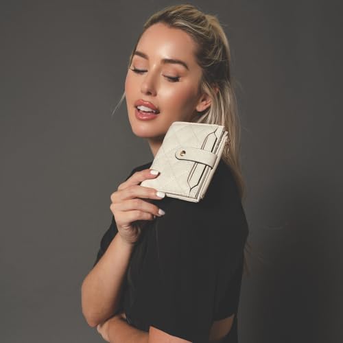 JEN & CO. Melody Quilted Wallet Women Vegan Leather Credit Card Holder Change Pouch for Women with Zipper Coin Pocket (Black)2