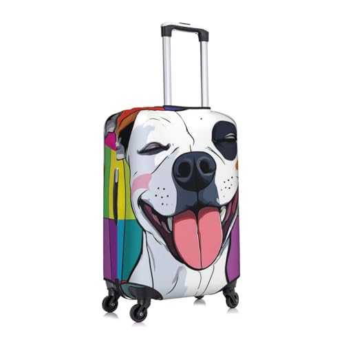 Checkerboard Painting Cute Funny Pitbull Dog Zipper Travel Luggage Suitcase Cover Baggage Case Anti-Scratch Luggage Case Waterproof Protective Cover for 19-32 inch Luggage,3