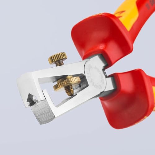KNIPEX Abisolierzange mit Öffnungsfeder, universal isoliert mit Mehrkomponenten-Hüllen, VDE-geprüft verchromt 160 mm, 11 06 160