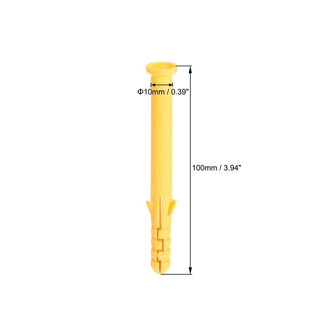 Tacos， Tubo de expansión de plástico de 20 Piezas de 10 mm x 100 mm for Columna de hormigón, Anclaje de Pared, Color Amarillo, for Uso doméstico y de jardín.