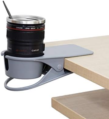 Drinking Cup Holder Clip,Desk Cup Holder,Table Edge Clamp Cup Holder,Place Water Glass, Coffee Mug, Beverage, Cell Phone.Best Office Accessories.（Gray