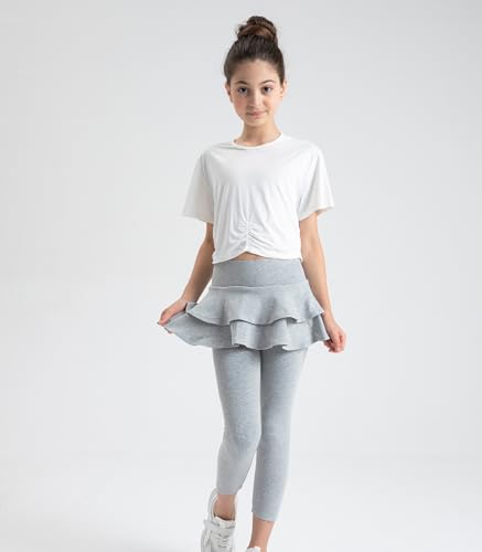 Girls Leggings with Cotton Ruffle Skirt,Footless Tutu Leggings Pants for Kids Skirt Pants2