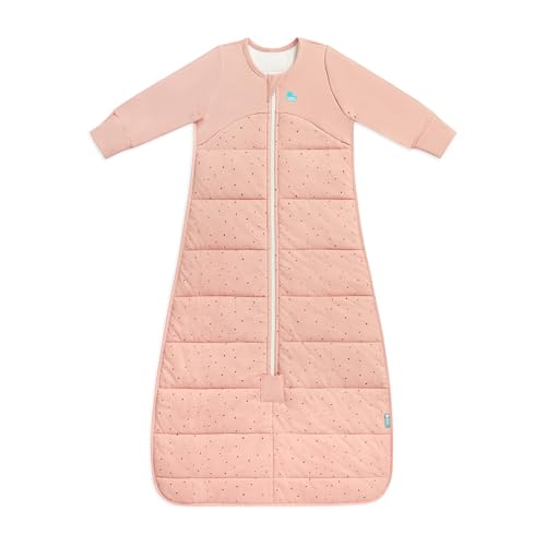 Image of Love to Dream Sleep Bag, 2.5 TOG, Long Sleeve, Wearable Blanket & Built-in Quilt, Machine Washable Quilted Stretch Cotton (Rose Pebbles, 18-36 Months)