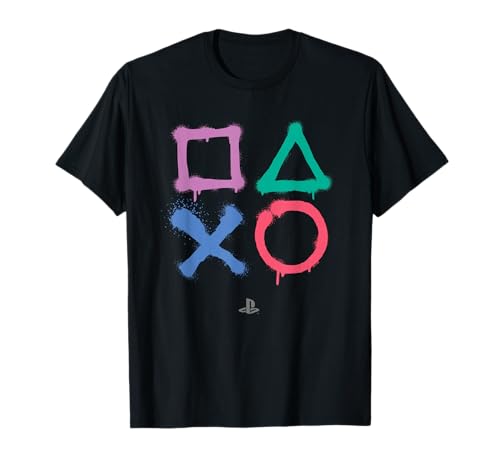 Playstation Graffiti Shapes Retro Minimalist Video Game Maglietta