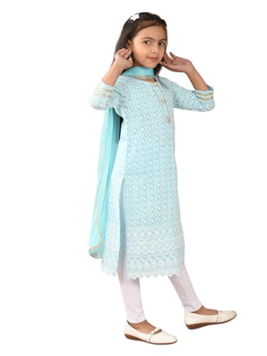Image of Girls Cotton Kurti Set with Dupatta, Kids