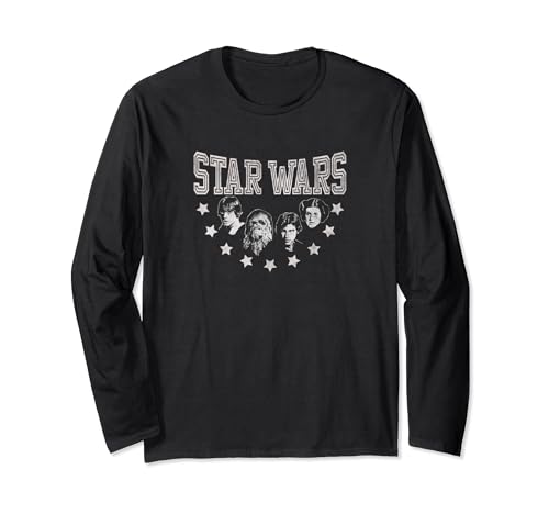 Star Wars shirt long sleeve avec logo universitaire et imprimé personnages cultes